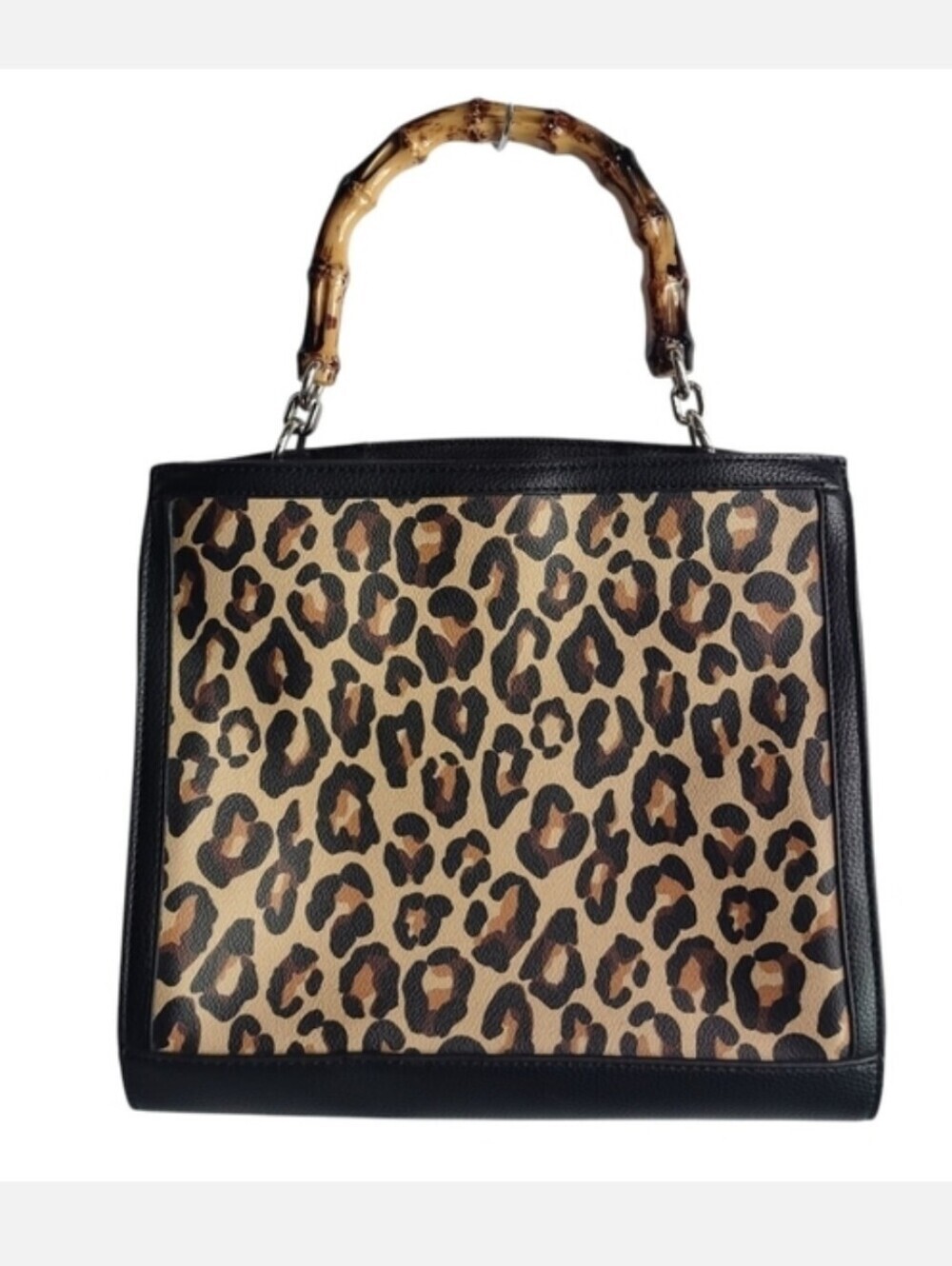Dana Buchman Bag Women's Black Brown Leopard Print Two Layers Handbag